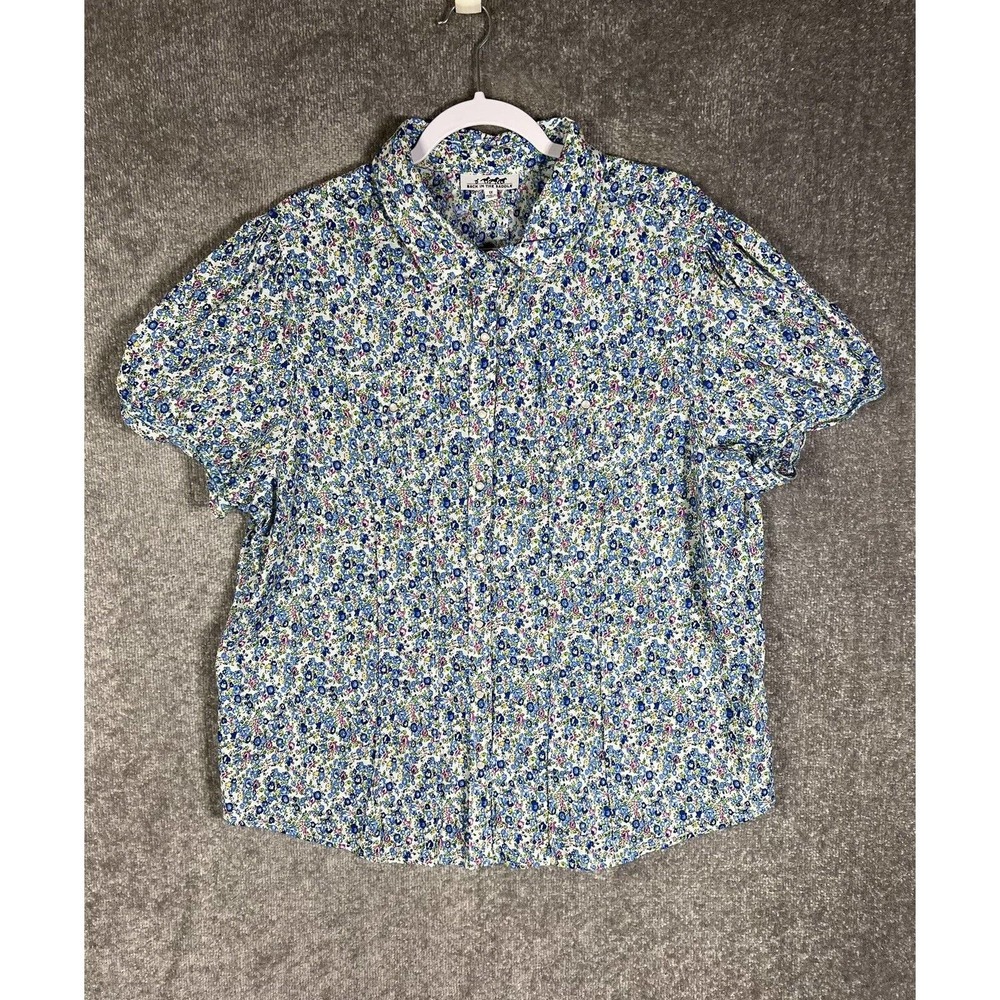 Back In The Saddle Floral Western Pleated Ruffle Pearl Snap Shirt Womens Size 1X